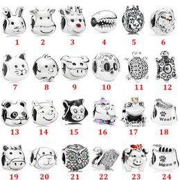 Designer Jewellery 925 Silver Bracelet Charm Bead fit Pandora Animal Series Lion Tortoise Rabbit Slide Bracelets Beads European Style Charms Beaded Murano