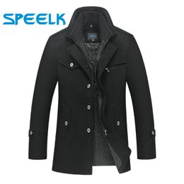New Brand Jackets Men Double-neck Woollen Coat Mens Winter Thick Jacket Male Slim Fit Outwear Size 5XL 201222