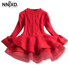 Xmas Winter Autumn Girl Dress Children Clothes Kids Dresses For Girls Party Dress Long Sleeve Knitted Sweater Toddler Girl Dress MX200804