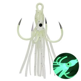 Luminous Fishhook 4 Carbon Steel Fish Hook Lure Fishing Accessories Include Squid White Outdoors Sequins 1 8lj L2