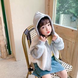 Autumn and Winter New Arrival Korean style cotton vevlet thickened warm hooded Jacket for fashion cute baby girls LJ201126