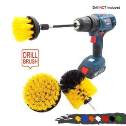 4pcs/set Drill Power Scrub Clean Brush Electric Drill Brush Kit With Extension For Cleaning Car, Seat, Carpet, Upholstery Q jllLAU