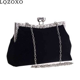 Evening Bags Soft Cocktail Handbags Wedding Bridal Day Clutches Purse Velvet Diamonds Evening Bags Red Black Colour 220314