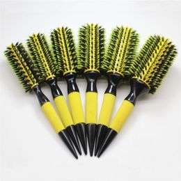 Wooden Hair Brush With Boar Bristle Mix Nylon Styling Tools Professional Round (6pcs/set) 220222