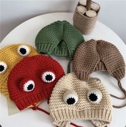 Children Cute Frog Beanies Winter Warm Fleece Knitted Beanie Skull Caps Fashion Outdoor Boy girl Crochet Hats Cap Earmuffs Hats 6M-2Y LY1014