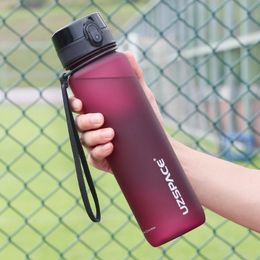 1000ml Large Capacity Water Bottle Portable Leakproof Shaker Frosted Plastic Drinkware Travel Camp Sports Direct Drinking Bottle 201105