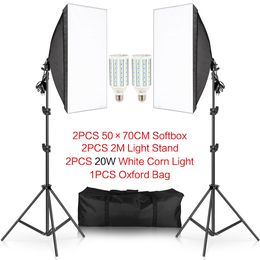 FreeShipping Photography 50x70CM Softbox Lighting Kits Professional Light System With E27 Photographic Bulbs Photo Studio Equipment