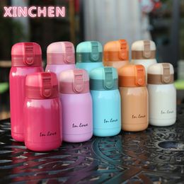 200ml/360ml Cute Candy Mini Thermos Cup Kids Cartoon Hot Water Bottle Stainless Steel Thermal Coffee Mug Vacuum flask insulated 201105