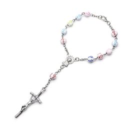 Cross Plastic Rosary Bracelet For Men Women Religious Pray Jewelry