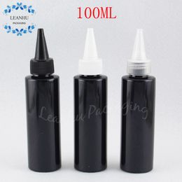 100ML Black Plastic Bottle With Pointed Mouth Cap , 100CC Jam / Water Sub-bottling Empty Cosmetic Container ( 50 PC/Lot )