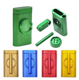 Metal Dugout One Hitter Smoke Machine Smoking Pipe Accessories Grinder case Abrader Combo Cigarette Holder Philtre Cans