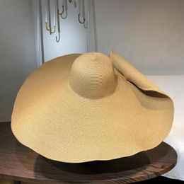 25cm Wide Brim Oversized Beach Hats For Women Large Straw Hat UV Protection Panama Sun Hat Foldable Sun Shade Wholesale
