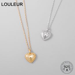 Louleur 925 Sterling Silver Heart Pendant Necklace Fashion 45cm Chain Gold Necklace For Women Fine Jewellery Special Birthday Gift Q0531
