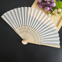 Fans 100pcs Ivory Wedding Folding Fan in Gift Box Personalised Logo with Organza Bag
