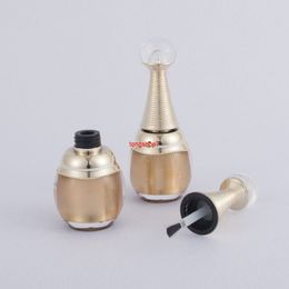 10ml Empty Gold Nail Tools Pagoda Acrylic Polish Bottle With Brush Makeup Beauty Refillable Bottles Packaging 10pcsshipping