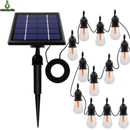 Edison Bulb Solar String Lamp Lawn 12 Bulbs E27 Retro Garden Christmas Lights Warm White