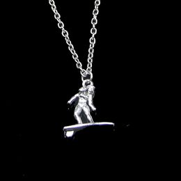 Fashion 21*18mm Lady Female Surfer Surfing Pendant Necklace Link Chain For Female Choker Necklace Creative Jewellery party Gift