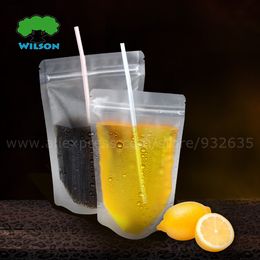 100 -1000 PCS (Opening 9cm -16cm) Mat Plastic Frosted Clear Full Zip Lock Stand Up Bags Fruit Juice Drink Bags Food Storage 201021