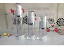 15ML 30ML 50ML Transparent Airless Bottle With Flat Mouth Silver Cap, Plastic Cosmetics Packaging, 20 Piece/Lots