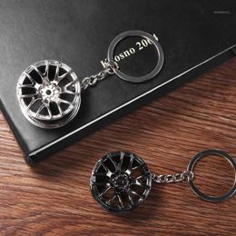 Keychains Wheel Rim Key Chain Luxury Aluminum Car Ring Keychain For Man Women1