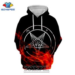 SONSPEE 3D Print Satan Hoodie Men Women Casual Demon Coat Streetwear Hip Hop Pullover Tops Death Evil Satanic Sweatshirt 201020