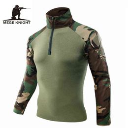 Mege Men Military Army Tactical Combat Shirt Camouflage USMC Soldier Military Style Long Sleeve Battle Shirt Airsoft Clothing G1229