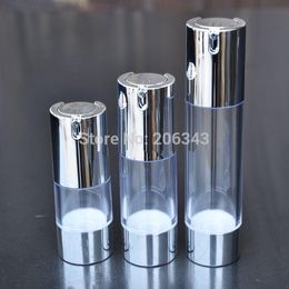 15ml airless bottle with UV silver pump and bottom,lotion used for Cosmetic Container