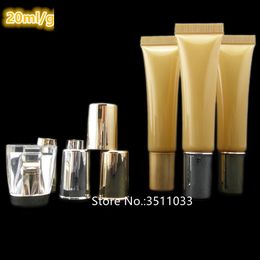 30PCS 50PCS 20g 20ml Empty Gold Yellow Cosmetic Plastic Soft Tube Eye Cream Gel Packaging Container Silver Acrylic Cap