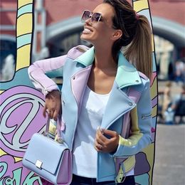 Taotrees women's Basic Coat Multicolor Spliced Diagonal Zipper Jackets Women Epaulet Design Turn-Down Collar Coat 201109