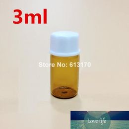 Free Shipping 100/lot 3ML Amber Glass Bottles 3CC Mini Small Sample Vials Essential Oil Bottle with White Octagonal Screw Cap