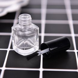 5ml Square Glass Empty Bottle With Brush Transparent Makeup Tool Nail Polish Containers Clear Glass Glue Bottle For