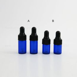 30pcs Blue Glass Dropper Bottles With Black Cap Essential Oil Perfume e liquid Sample Bottle 2ml 3ml Aromatherapy