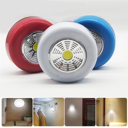 COB Touch Night Lights Round LED Under Cabinet Wall Lamp Wardrobe Cupboard Closet Emergency Kitchen Light For Home