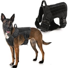 Military Dog Tactical Harness Pet Training Dog Vest Metal Buckle German Shepherd K9 Dog Harness and Leash For Small Large Dogs 201114
