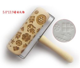 Wooden Printing Roller Laser Engraving Rolling Pin Birch Cooking Utensils Cookies Handle Unicorn Animal Log Color New Arrival 9ml O2