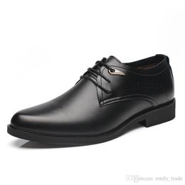 New Fashion Men's Dress Shoes Vintage Oxfords Lace Up Black Mens Shoe Classic Cow Leather
