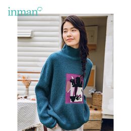 INMAN Winter High Neck Collar Keep Warm Korean Fashion Style All Matched Women Casual Pullover Sweater 201030