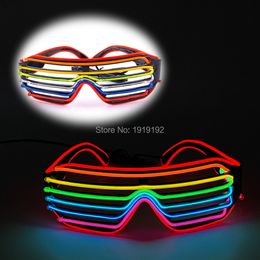 Costume Accessories Colourful EL Wire Glowing Glasses Fashion LED Glasses Light up Shutter Party Glasses Christmas Wedding Glow Party Supplie