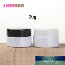 5pcs/lot 20g Pearl White Glass Plastic Screw Black White Lid Bottles Cream Jars Empty Container Cosmetic Packaging Containers