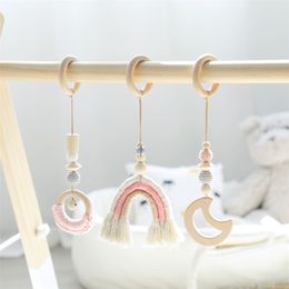 Baby Toys Rainbow Hanging Play Gym Children's Room Decoration Toy Moon Bell Montessori Birthday Baby Shower Gift Rattle 1 Set 201224