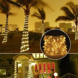 100 LED Solar Light String Outdoor Waterproof for Garden Decoration Solar Powered Lamp Rope Strip Fairy Lights Christmas Wedding 201211