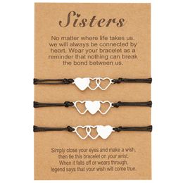 Bangle Sisters Creative Bracelet Steel Heart-shaped Wire Card Stainless Wax Braide Jewellery Hand Bracelets