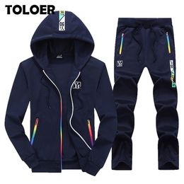 Fashion Men Set Tracksuits Hooded + Pants Autumn Male Two Piece Sets Clothing Mens Casual Track Suit Sportswear Jacket+Pant 201109