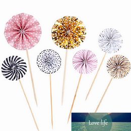 4Pcs/lot Mini Paper Fan Cake Topper Cupcake Toppers Kids Birthday Party Baby Shower Cake Decoration Flags Wedding Favour Supplies