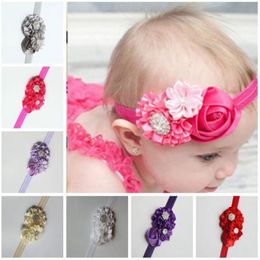 Baby Princess Headbands Pearl Elastic Hairbands Flower Toddlers Bows Headwear Flower Headbands Hair Accessories 17 Colors Wholesale