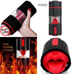 NXY Sex Masturbators Automatic Tongue Licking Clip Suction Mouth Love Electric Aircraft Cup Famous Male Masturbation Men Adult Products Massager 220127