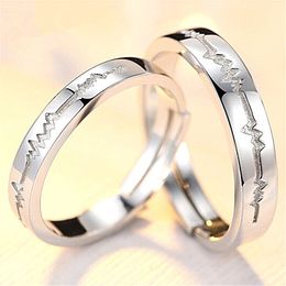 open adjustable couple Heartbeat ring band engagement wedding rings for men women fashion Jewellery gift will and sandy