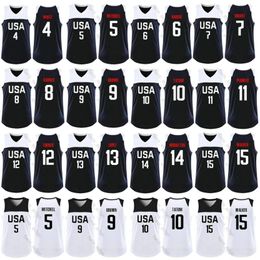 2019 Coppa del mondo USA Team Basketball 4 Derrick White 7 Marcus Smart 8 Harrison Barnes 11 Mason Plumlee 12 Myles Turner 13 Brook Lopez Jersey