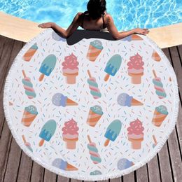 Outdoor Pads Donut Macaron Printed 150cm Giant Tassel Beach Blanket INS Candy Color Cloth Picnic Camping Mat Round Sandbeach Towel Pad Shawl