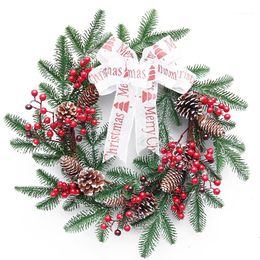 Christmas Decorations Pine Cone Berry Wreath Handmade Rattan Pendant Garland Cafe Home Party Festive Tree Door Wall Decoration1